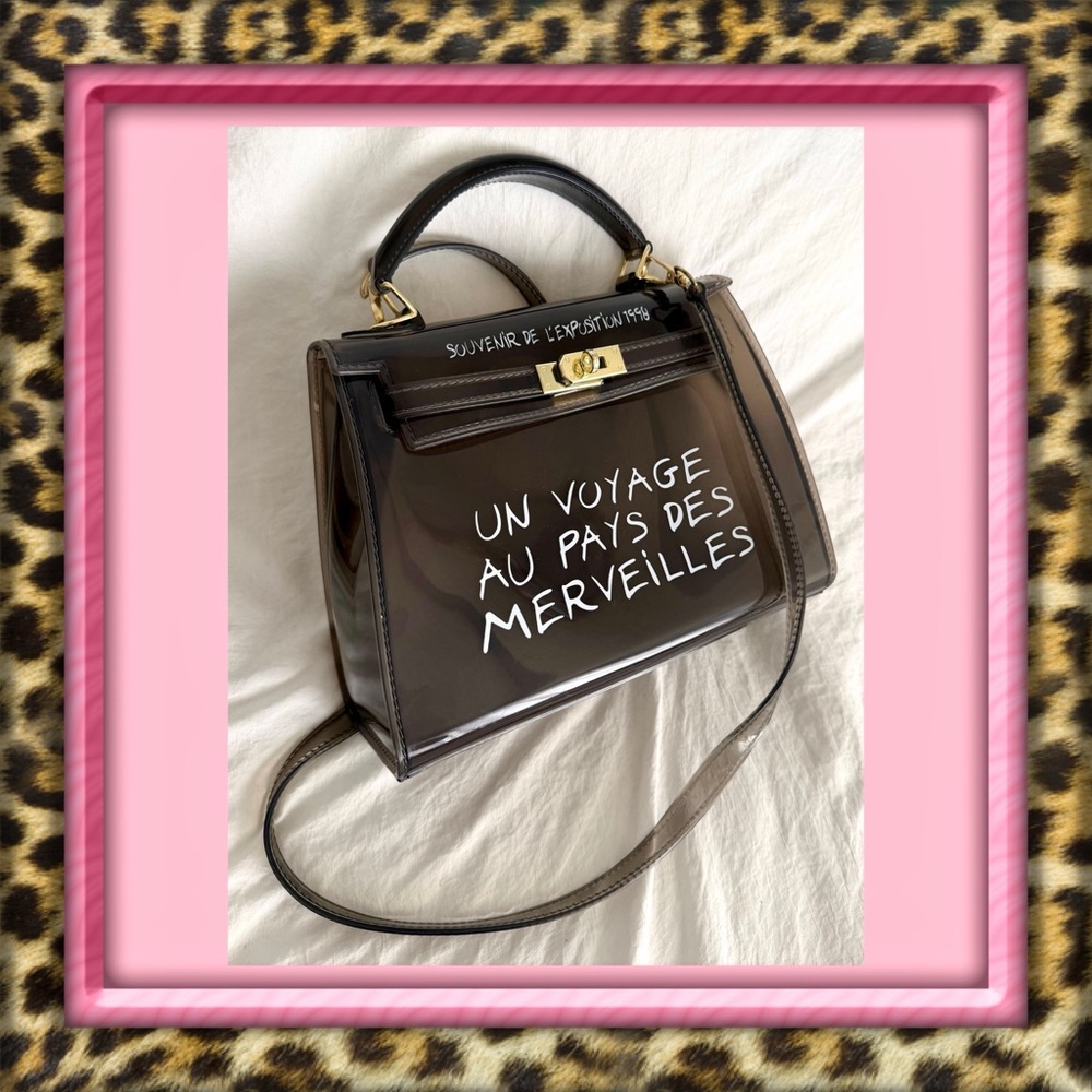 👑✅PRICE FIRM✅ Chic Black Transparent PVC Handbag with Shoulder Strap